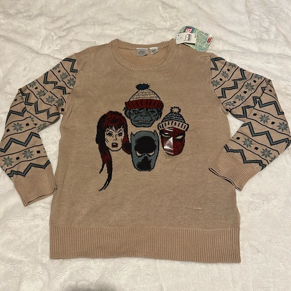 Marvel Spiderman Hulk Ugly Christmas Sweater Kids Boys Size L NWT - Picture 1 of 11